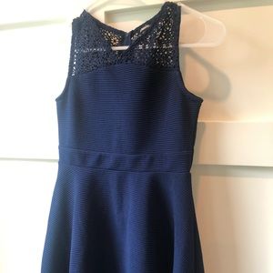 Navy Crochet Detailed Girls Dress